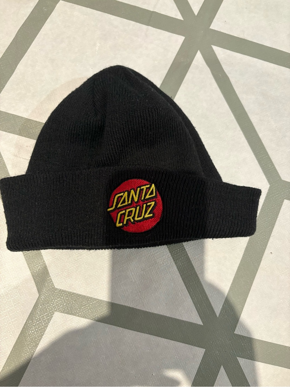 3/15$ Santa Cruz Black Beanie with Red Logo Patch